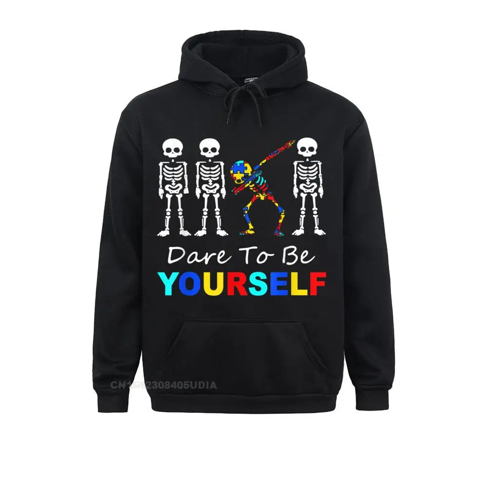 Long Sleeve Hoodies  Women Sweatshirts Skeleton Dabbing Dare To Be Yourself T Shirt Funny Autism T-Shirt__B6933 Family Hoods Designer Skeleton Dabbing Dare To Be Yourself T Shirt Funny Autism T-Shirt__B6933black