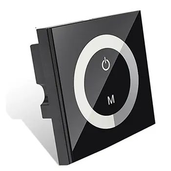 

DC12V-24V 8A Wall-mounted Touch Panel Brightness Adjustable Dimmer for Single Color LED Light Strip,Black for Single Color JK087