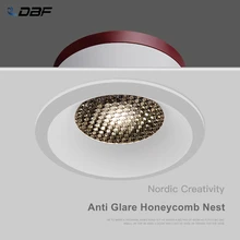 [DBF 2020 nuevo de nido de abeja nido Anti Glare lente proyector descendiente de LED empotrado 5W 7W 12W 15W regulable foco de techo de LED Foto fondo