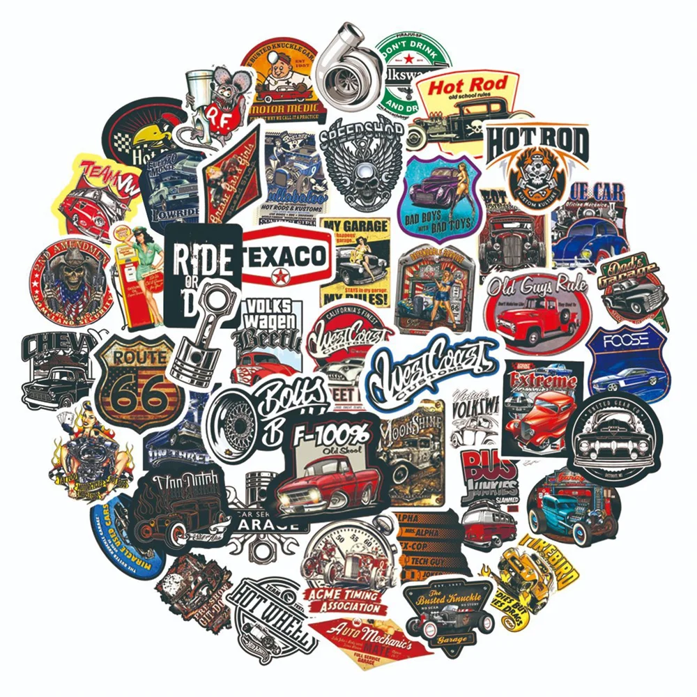 10/30/50PCS Retro Style 80s Car Creative Helmet DIY Sticker Sticker