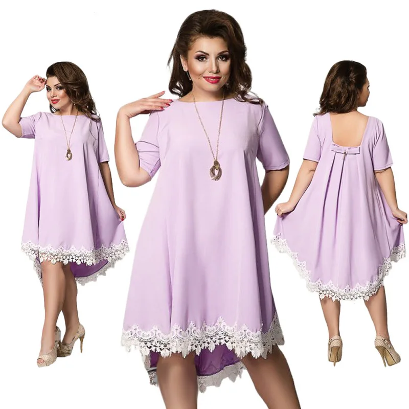 BAcklakeGirls New A Line Satin Mother Of The Bride Dresses Mid Sleeves High Low Plus Size Round Neck Lace Edge