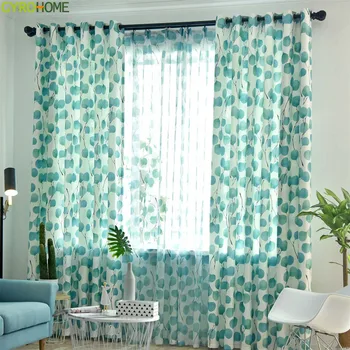

Nordic Leaf Shading Finished Curtain Style for Bedroom Living Room Children Thickened Drapes