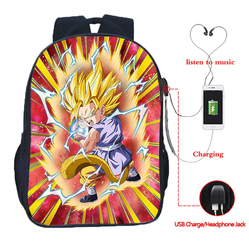 Dragon Ball Z Многофункциональный рюкзак Goku Vegeta школьные сумки для подростков девочек мальчиков зарядка через usb ноутбук рюкзак дорожные сумки - Цвет: 16