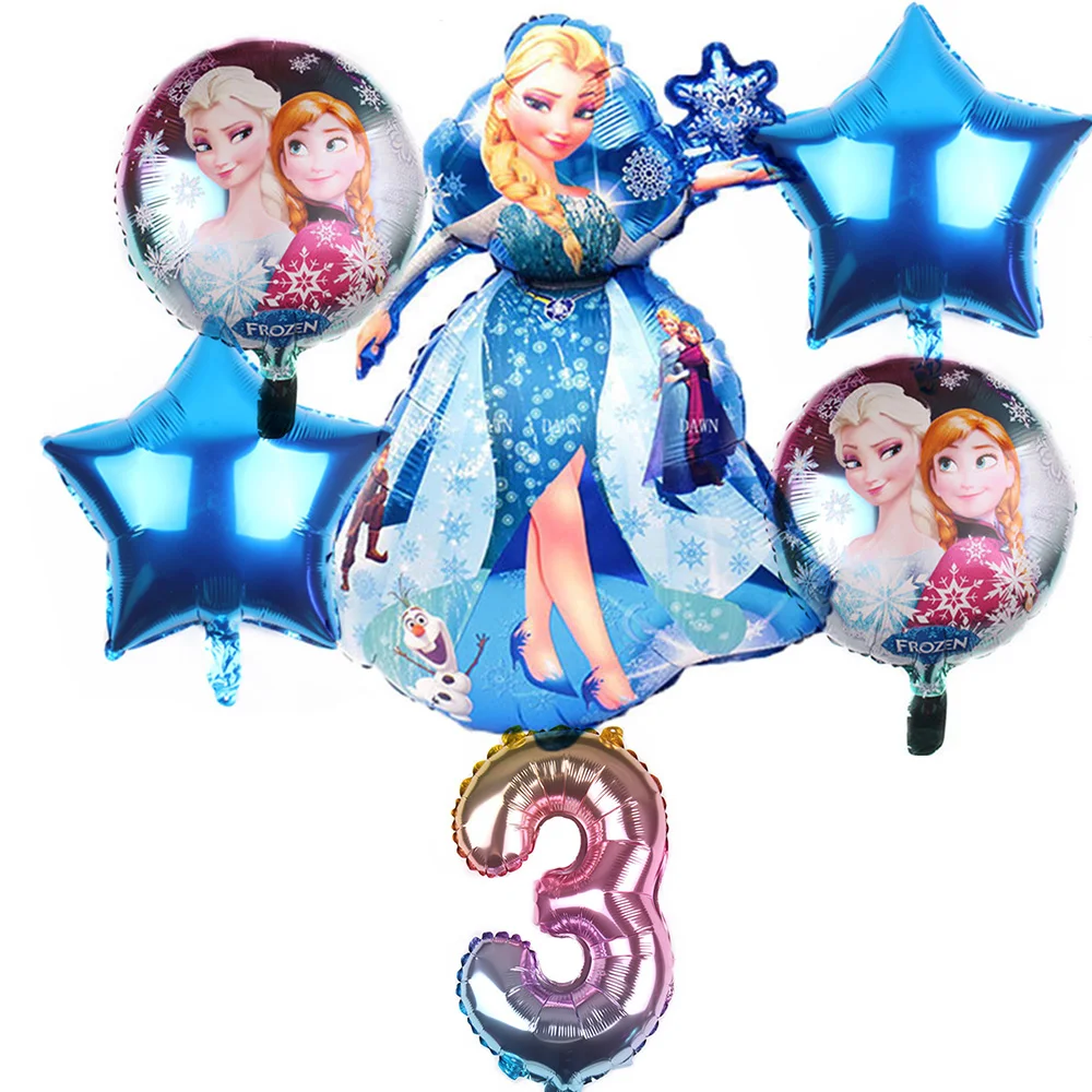 6 шт. Эльза Анна Принцесса фольга Воздушные шары День рождения украшение 32 дюйма Количество Воздушные шары набор День рождения украшения