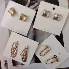 Корейский, геометрической формы, металлические изогнутые серьги-гвоздики, модные, простые, матовые, металлические, необычные, brincos para as mulheres orecchini donna