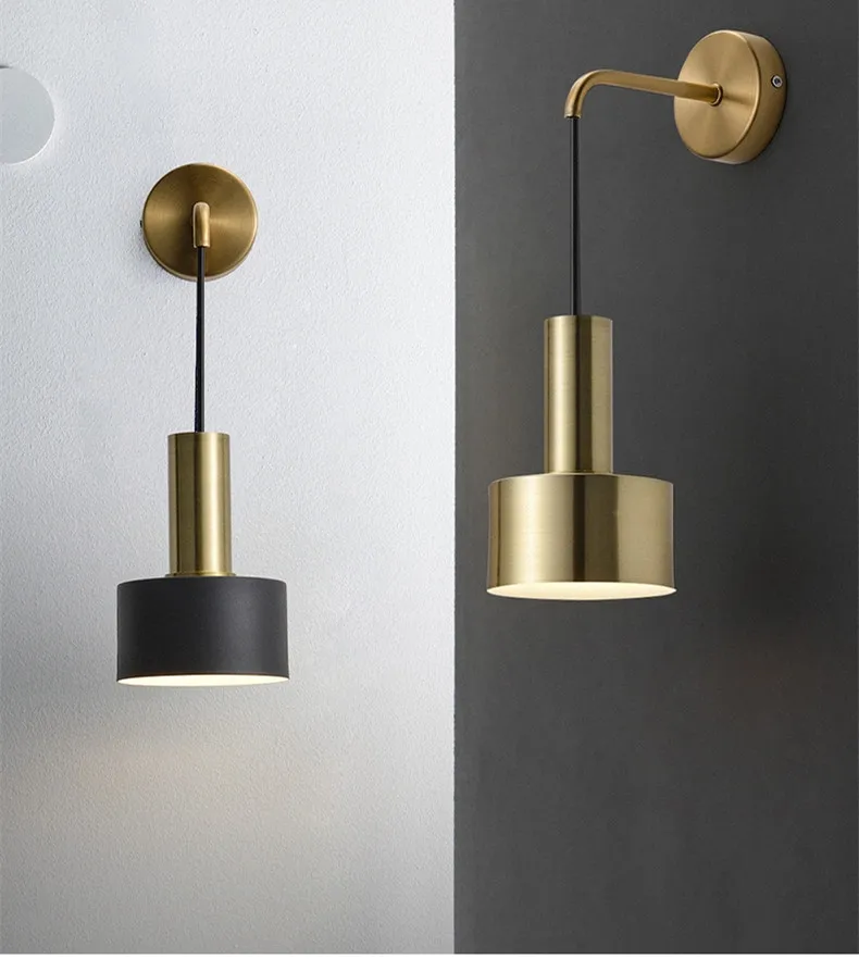 modern wall lights Modern Wall Lamps E27 Gold Sconce Lighting Fixture Nordic Style Stairway Study Hall Aisle Bedside Bedroom Corridor Decor Lights up down light