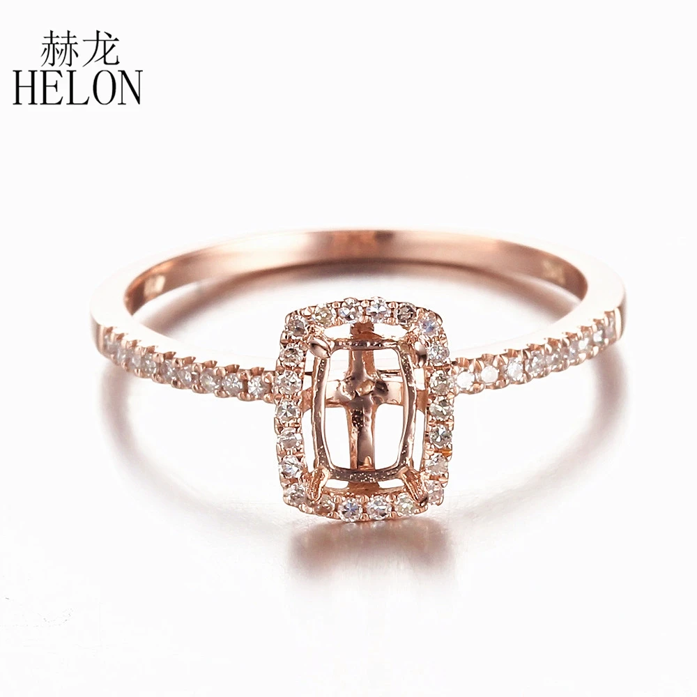 HELON 4x6 мм кольцо с подушкой 10 к из розового золота с натуральными бриллиантами обручальное кольцо с полукреплением женское элегантное Ювели... HELON 4x6 мм кольцо с подушкой 10 к из розового золота с натуральными бриллиантами обручальное кольцо с полукреплением женское элегантное Ювели...