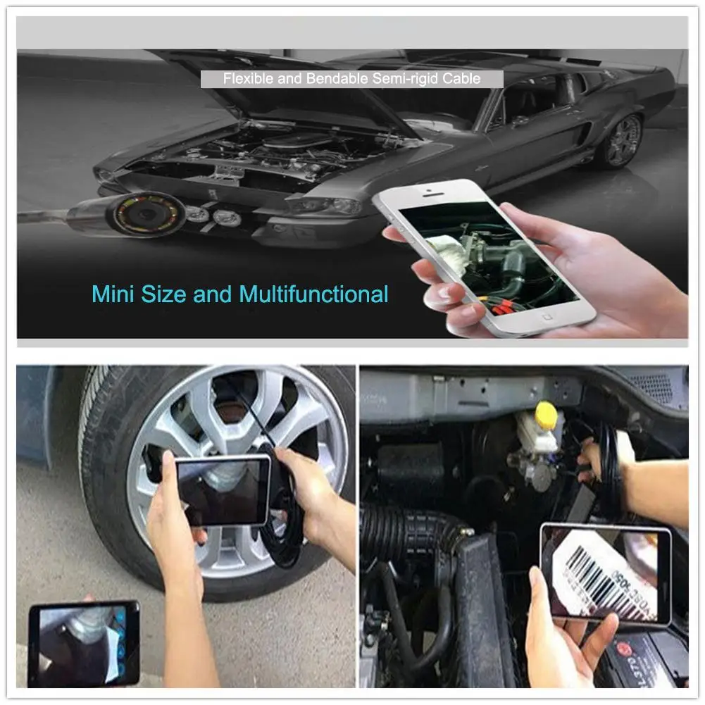 2.0 MP  ð  8 LED 8mm ð ˻ ī޶ HD Borescope   ī޶ iOS   ̵  5M