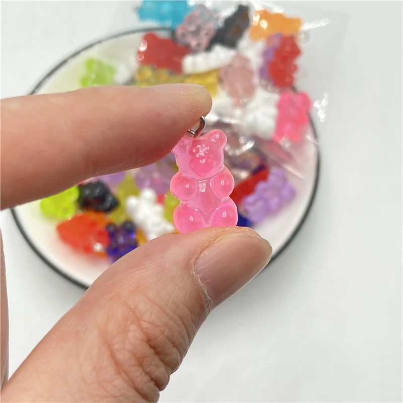 10pcs 22X11mm Candy Color Acrylic Mini Bear Charms For Making Cute Earrings Pendants Necklaces DIY Creative Jewelry Finding