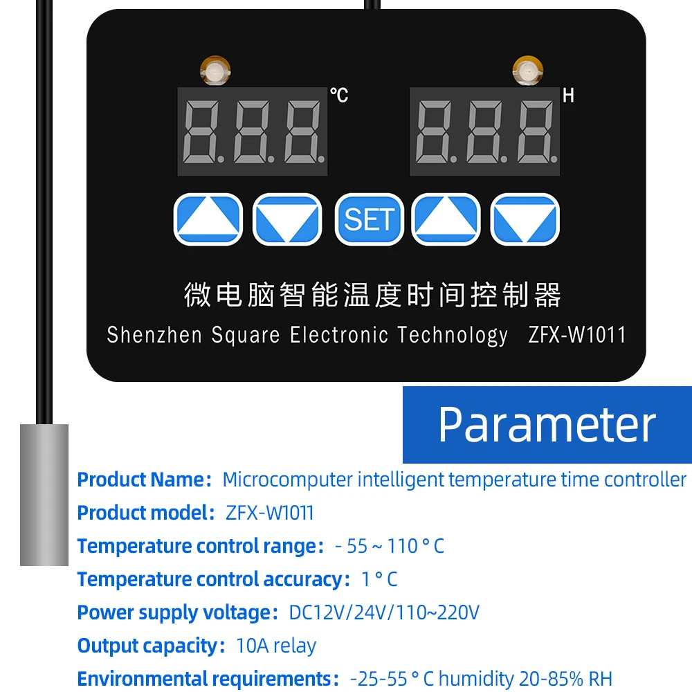 ZFX-W1011 Microcomputer Temperature Controller Thermostat Intelligent Time Controller Adjustable Electronic Temp 12V 24V 220V