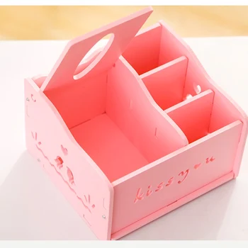 

Multi-Functional Pen Container Creative Desktop Lovely Cartoon Students DIY Wooden Children Pen Clip Card Holders Storage Box