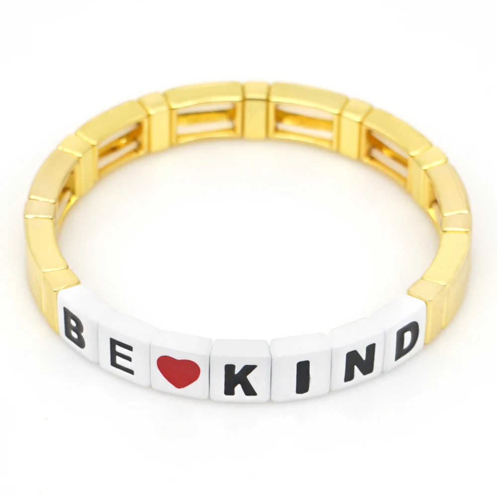 Shinus, золотой браслет, эмалированная плитка, браслеты для женщин, буква BE-KIND, ювелирные изделия, Pulseras Mujer,, модные браслеты на заказ, Летний пляж