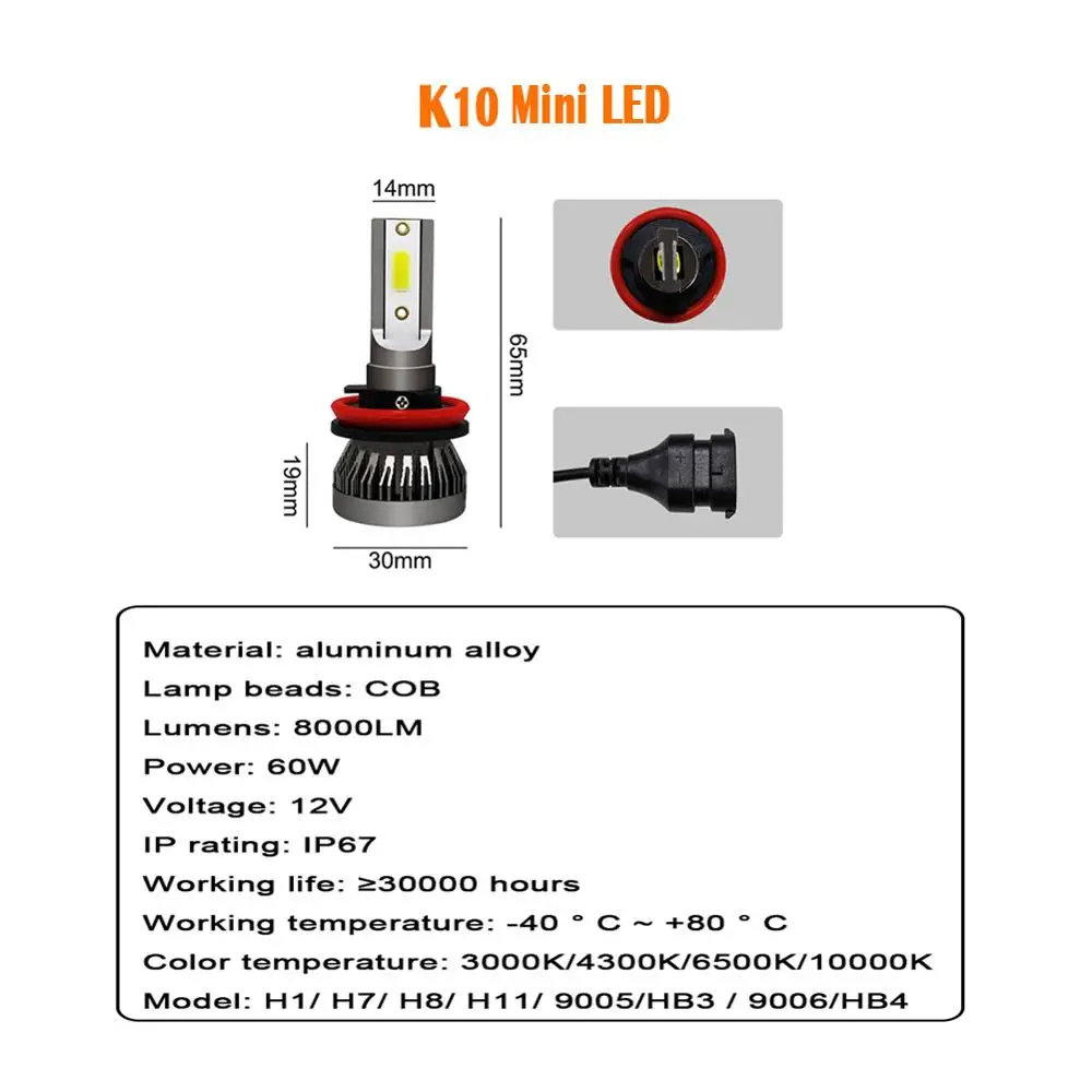 Светодиодный H7 H4 H1 H11 H8 Автомобильная Лампа 6000K лампа 9005 9006 HB3 HB4 12V 24V K Серия COB/1860 чип люсис привело Para Авто ампулы светодиодный Voiture