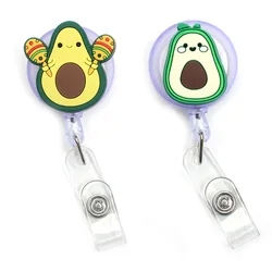 New Cute Silicone Fruits Avocado Strawberry Retractable Pull Badge Reel ID Lanyard Name Tag Card Badge Holder Reels