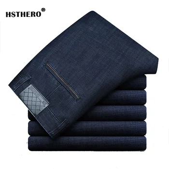 

Spring Vintage Men's Jeans Business Trousers Casual Big Size Elastic Denim Slim Fit Long Pants for Mens Jeans Autumn Winter 2019