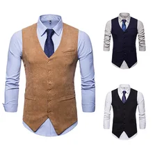 Foreign Trade Wholesale Spring And Autumn New Style Casual Fashion Men Ouma Solid Color Corduroy Single Breasted Waistcoat Suit