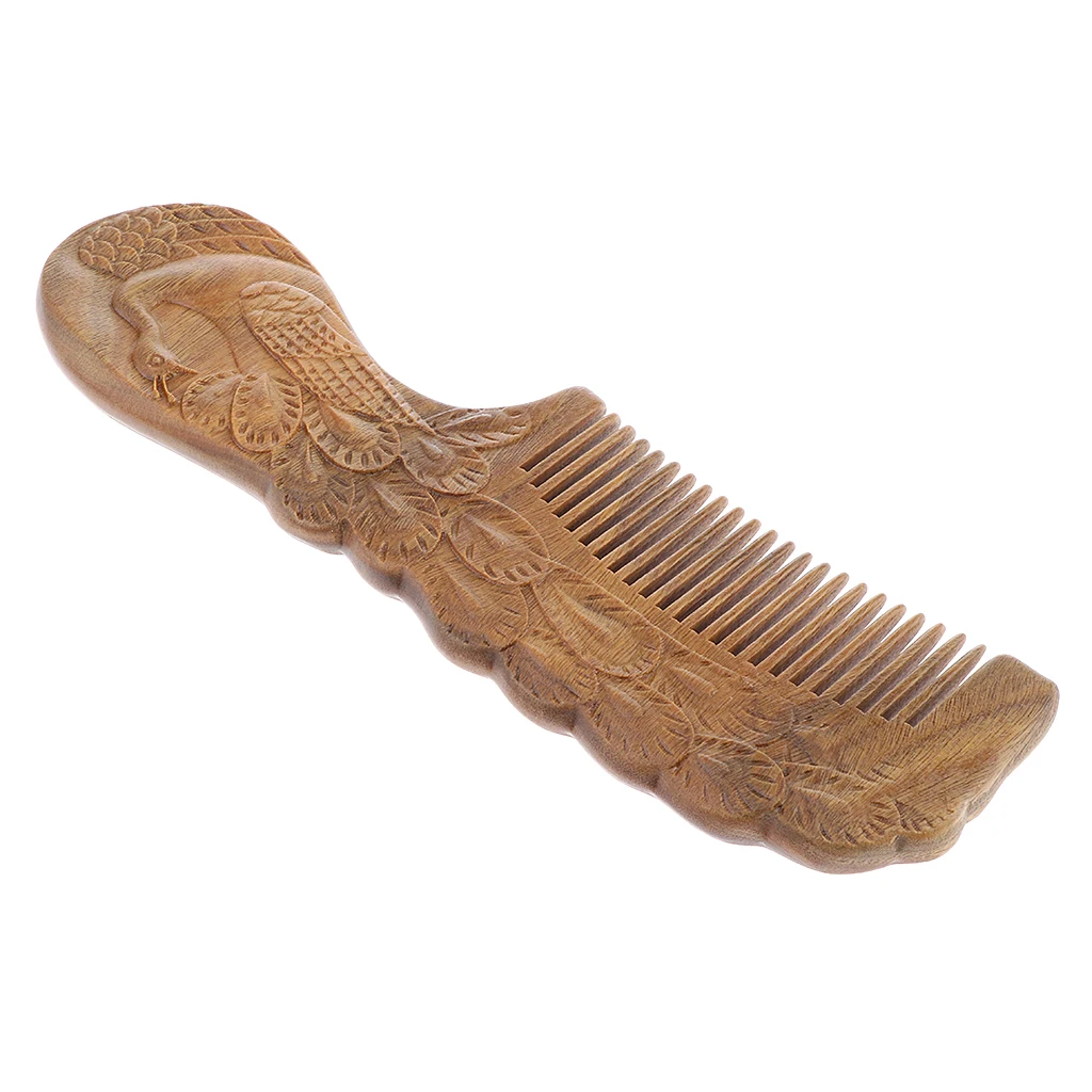 Massage Detangle Comb Handmade Carving Natural Wooden Anti-static Hair Combs