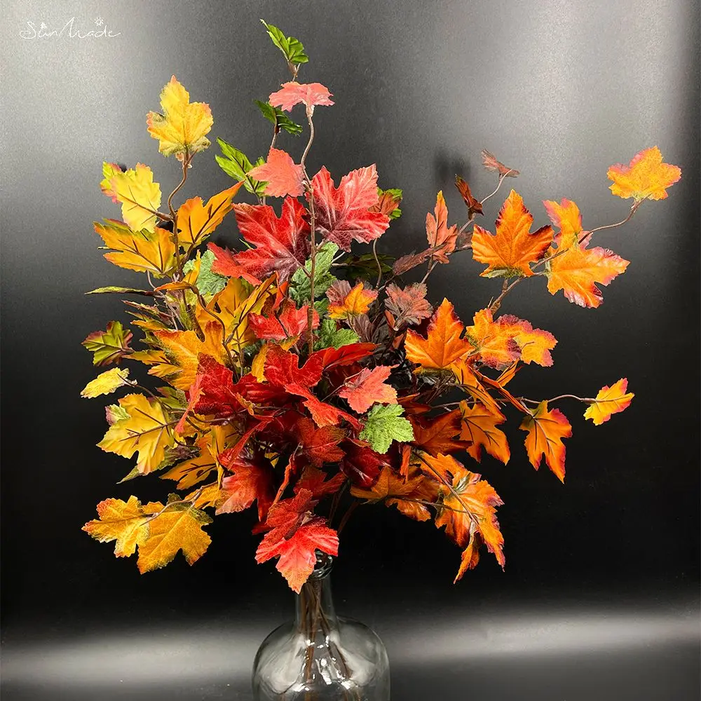 Silk Cloth Maple Leaves Branch Simulation Flower Home Wedding Centerpieces 
