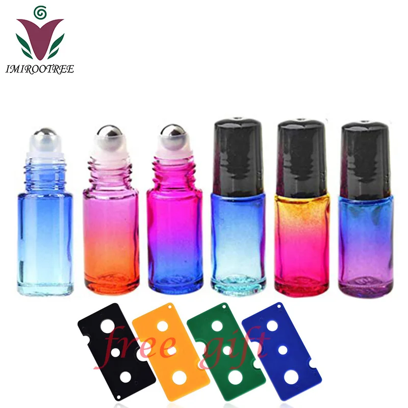 

10pcs 5ml Colorful Thick Glass Roll on Bottle Sample Test Essential Oil Vials with Stainless Steel Roller Ball
