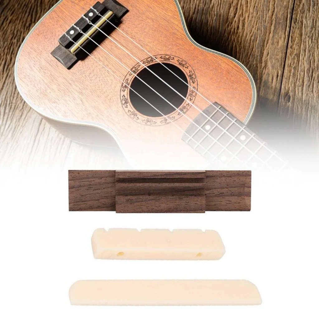 

Rosewood Ukulele Bridge Set Bone and Nut Saddle Point for Ukulele Accessory