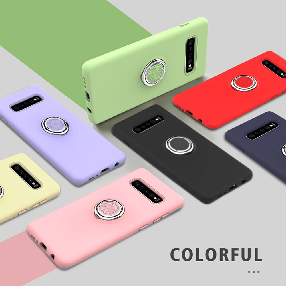 Магнитный чехол из жидкого силикона для Samsung S10 Plus вращающийся на 360 градусов