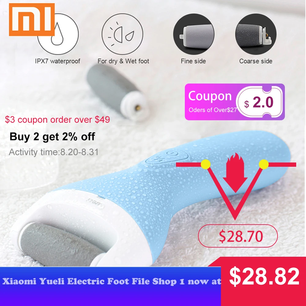 

Xiaomi Yueli Electric Foot File Pedicure Foot Dead Skin Remover Rechargeable Waterproof Pedicure Machine Tools Callus Remover