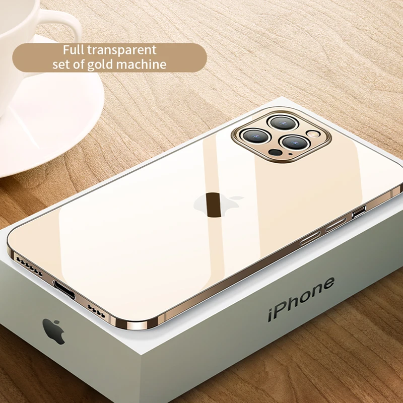 DataRoad Luxury Glass Case For iPhone 12 Pro Max Cases Ultra Thin Clear Glass Cover For iPhone 12Pro Mini Soft Edge