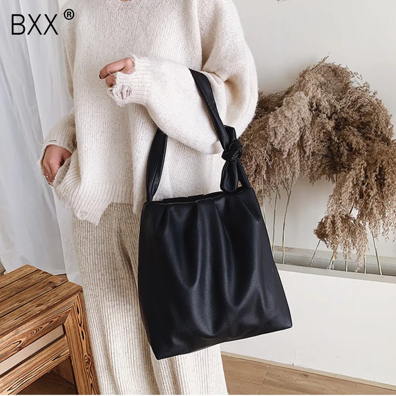 

[BXX] Soft Leather Crossbody Bucket Bags For Women 2020 Fashion Large Capacity Shoulder Messenger Bag Lady Luxury Handbags a298
