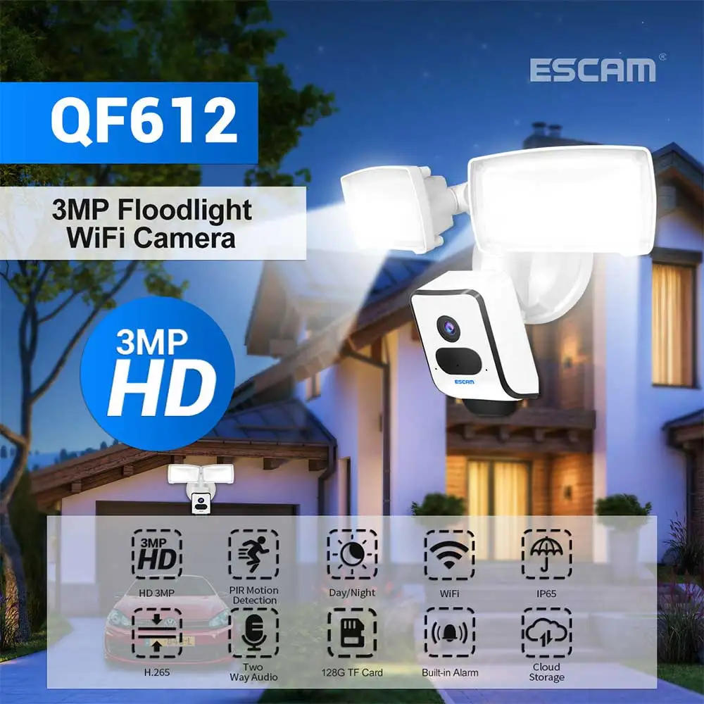 IP-камера ESCAM QF612 с датчиком движения 3 Мп Wi-Fi | Безопасность и защита