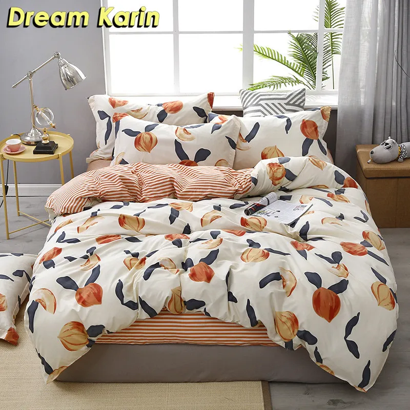 

Pastoral Kid King Size Bedding Set Cartoon Simple Duvet Cover Sets Single Double Queen Bed Linens Pink Bedclothes Quilt Covers