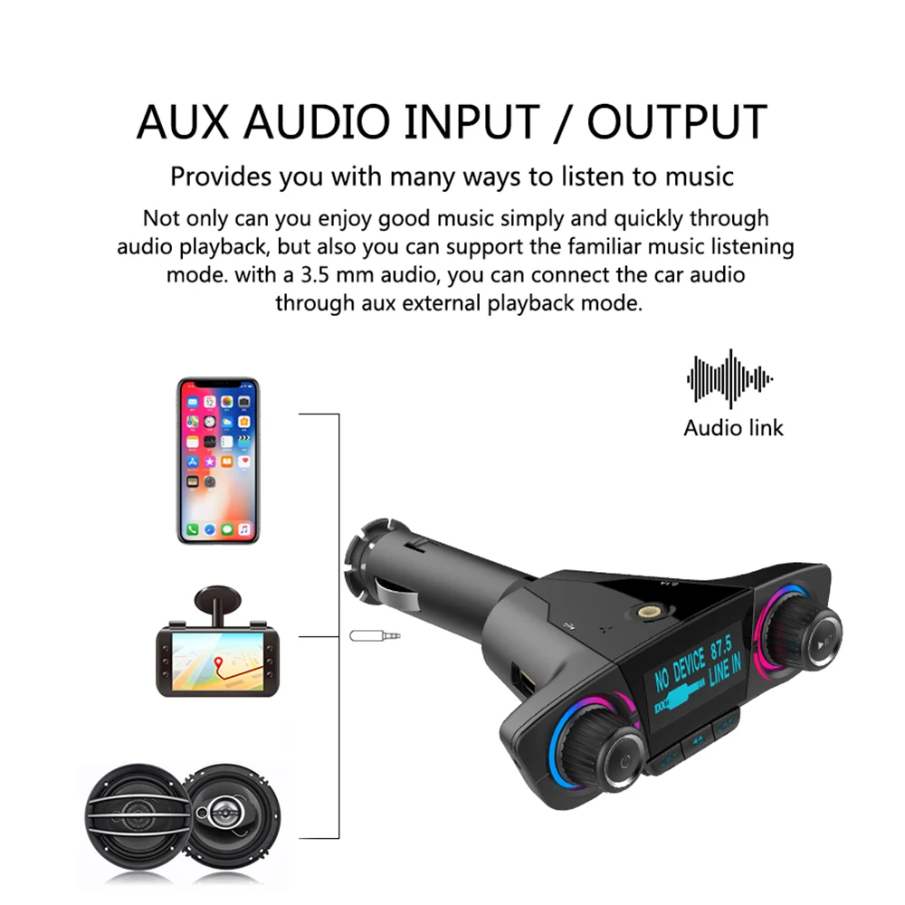 Автомобильный аудио MP3 fm-передатчик Aux модулятор Bluetooth Handsfree автомобильный комплект плеер с Умной зарядкой двойной USB Автомобильное зарядное устройство mp3-плеер
