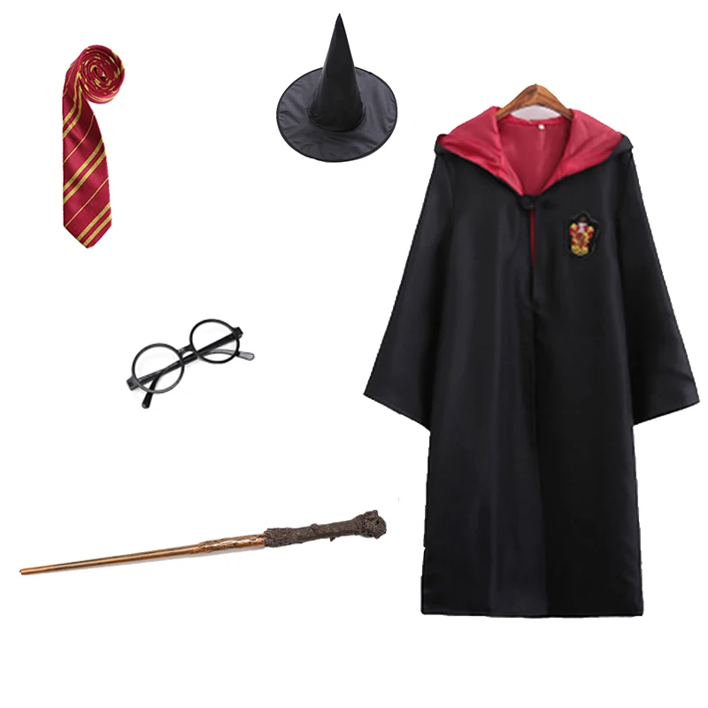 Gryffindor B Поттер халат накидка плащ с галстуком шарф палочка очки шляпа Ravenclaw Гриффиндор Hufflepuff Слизерин накидка косплей рождественский подарок - Цвет: Gryffindor B