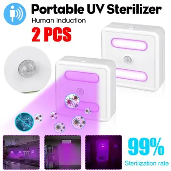 

2Pcs Ultraviolet UV Sterilizer Light LED Night Light Human Induction Disinfection Bactericidal Lamp Ozone Sterilizer Mites Light