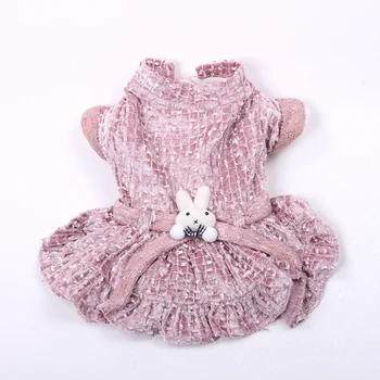 

Dog Warm Dress Coat Princess Pet Coat Rabbit Design Pet Puppy SKirt Autumn/Winter Apparel for Female Dogs Cats
