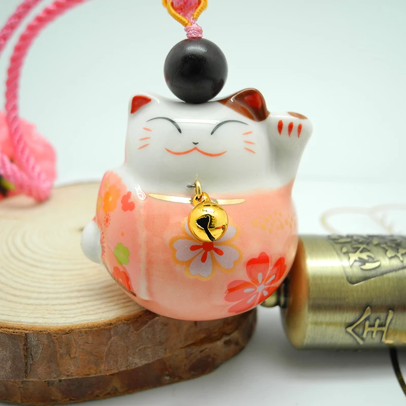 Lucky Cat латунная Керамическая подвеска-колокольчик украшение автомобиля миниатюрное украшение дома украшение интерьера - Цвет: B