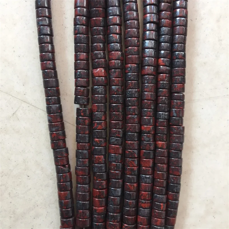 2*4 мм Heishi бирюзовый Красный Брекчиевидные крапчатые натуральные драгоценные камни целебная сила натуральный камень бусины для изготовления ювелирных изделий ожерелье DIY