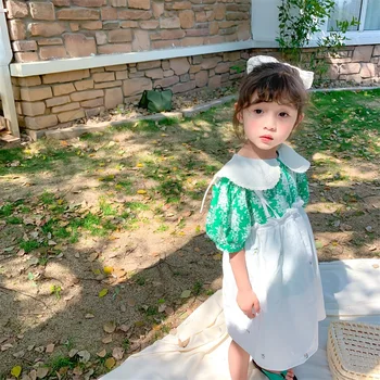 

2020 Summer New Girls Sling Causal Dress Toddler Children White with Embroidered Suspender Fashion Cotton Dress Kids Clothing