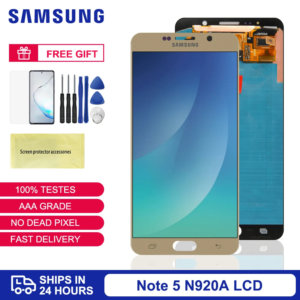 Дисплей для Samsung Galaxy Note 5 N920T N920G/DS ЖК-дисплей сенсорный экран дигитайзер в сборе Super