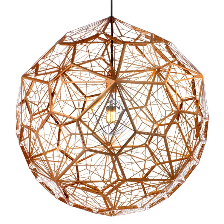 

E27 Replica of Web Etch Modern Pendant Light Shadow Lamp For Living Room Study Kitchen Dining room Silver Golden Copper body