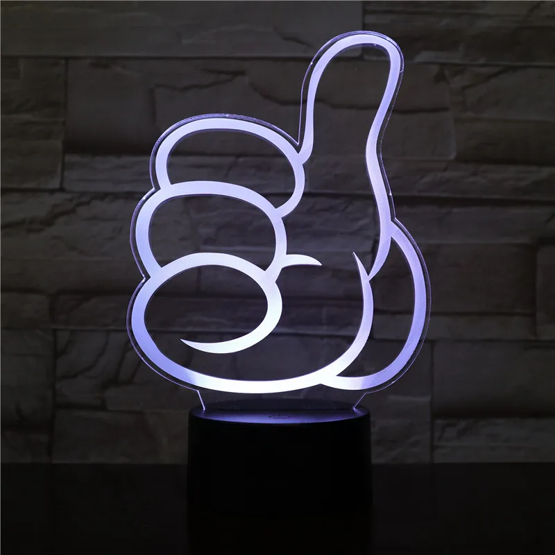 Красочный сенсорный 3d лампа Иллюзия неоновый светодиодный ночник USB большой палец атмосферная настольная лампа для детей подарок для детей прикроватная Спальня