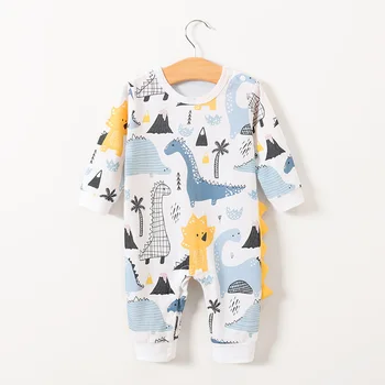 

Boys Girls Romper Infant Cartoon Dinosaur Print Long Sleeve Autumn Bodysuit Children Jumpsuit Outfits Hot