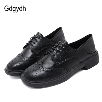 

Gdgydh 2020 New Spring Lace-up Derby Shoes Women Flat Heel Ladies Causel Shoes Round Toe Womens Flats Comfortable High Quality