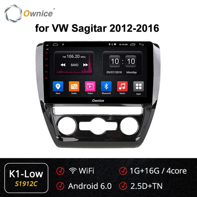 Ownice DSP carplay 10.1 inch Android 9.0 Car DVD Radio with GPS 4G Bluetooth for Volkswagen VW SAGITAR 2012 2013 - Цвет: S1912 K1-Low