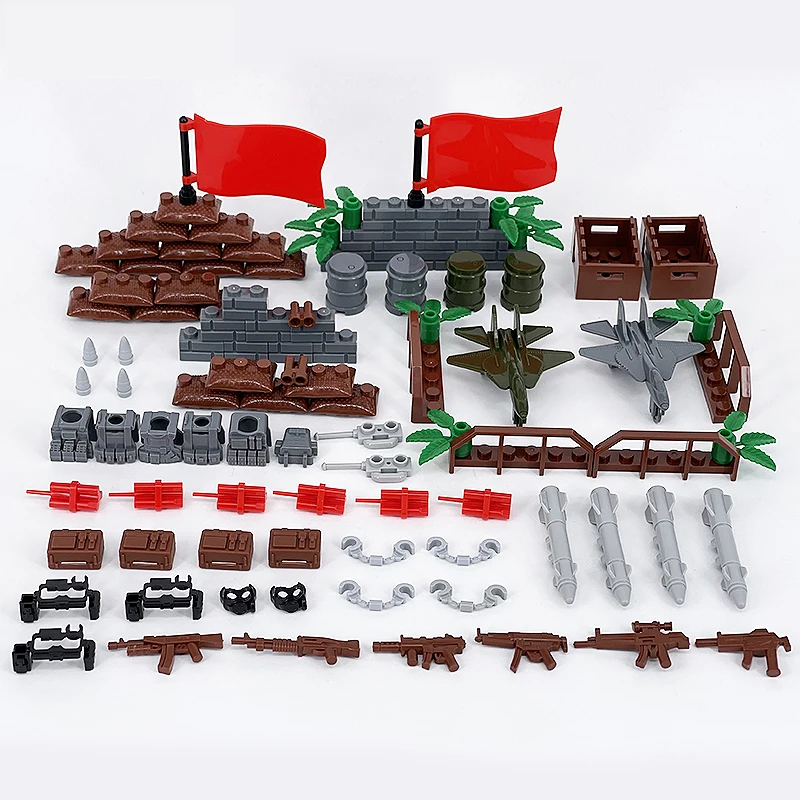 

WW2 Military Weapon Accessories Building Blocks Army SWAT Police Soldier Figures Gun Helmet Parts MOC Bricks Assemble Model Toys