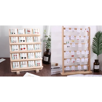 

Wood Jewelry Display Necklace Jewelry Display Tray 4 Layers & Wooden Rack Earrings Holder Necklace Bracelet Stand