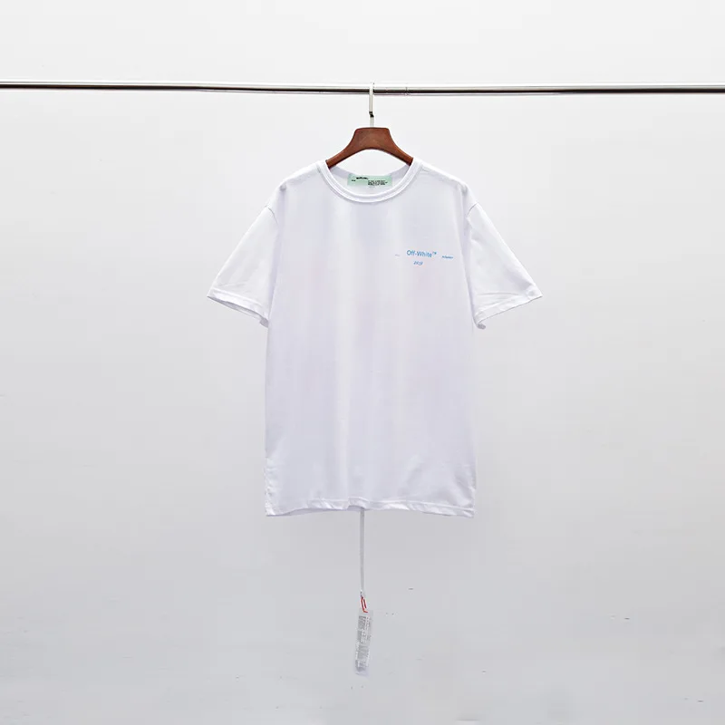 OFF-WHITE новая OW градиент цвета радуги с круглым вырезом Уличная Хип-Хоп Мужская парная футболка с короткими рукавами - Цвет: Белый