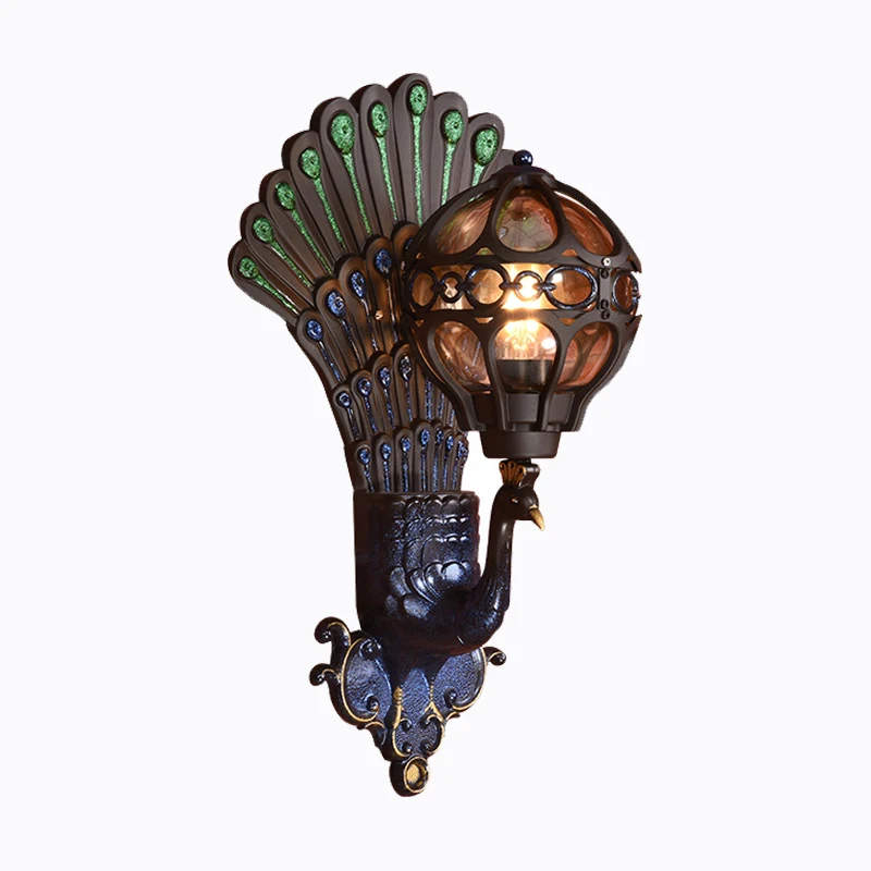 European style retro peacock wall lamp led hotel art wall lamp balcony villa door light suitable for indoor / outdoor lighting