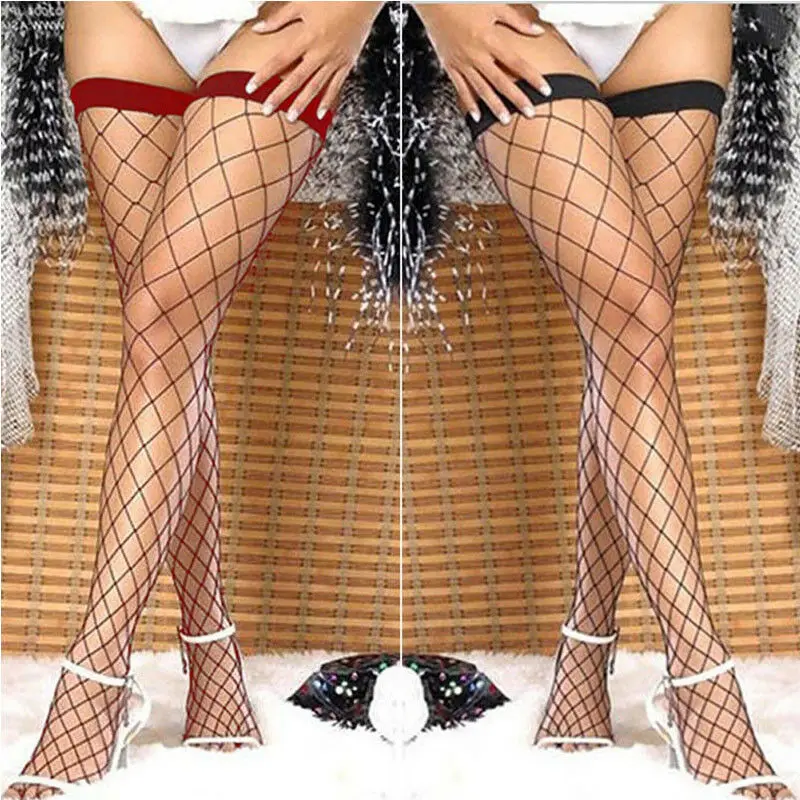 

Sexy Mesh Stockings Women Sexy Lace Top Sheer Stay Up Knee Thigh High Silicone Stockings Fishnet Pantyhose Woman meias hosiery