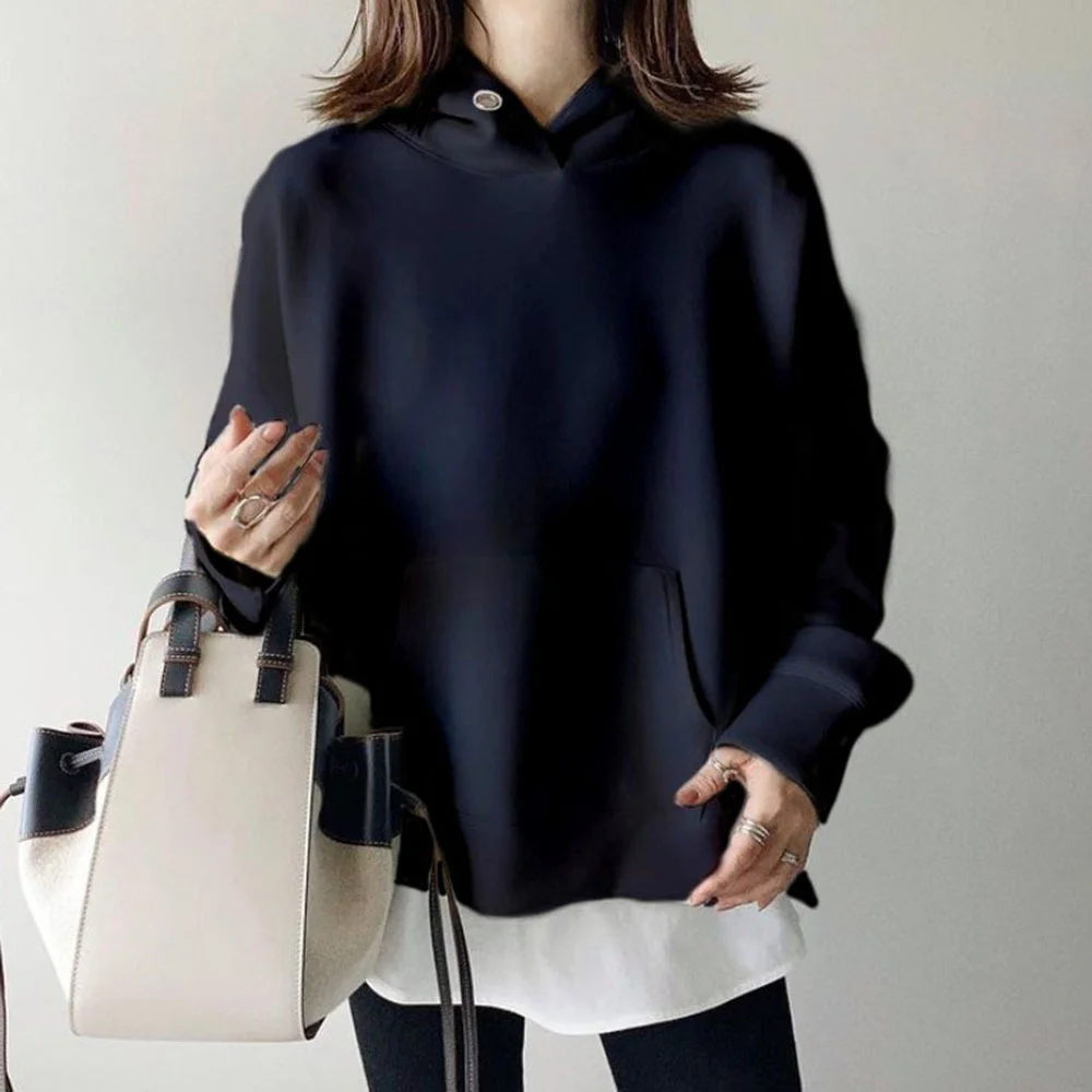 

Women's Hooded Sweatshirt 2021 New Fashion Solid Color Long-sleeved Hooded Sweatshirt Casual All-match Em*