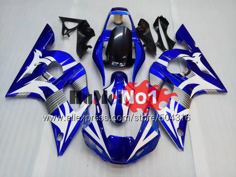 No. 23 R 6 для YAMAHA YZF R6 YZF600 YZF 600 YZF-600 4MC. 20 YZF-R6 1998 1999 2000 2001 2002 YZFR6 98 99 00 01 02 Обтекатели синего и белого цвета - Цвет: No. 23
